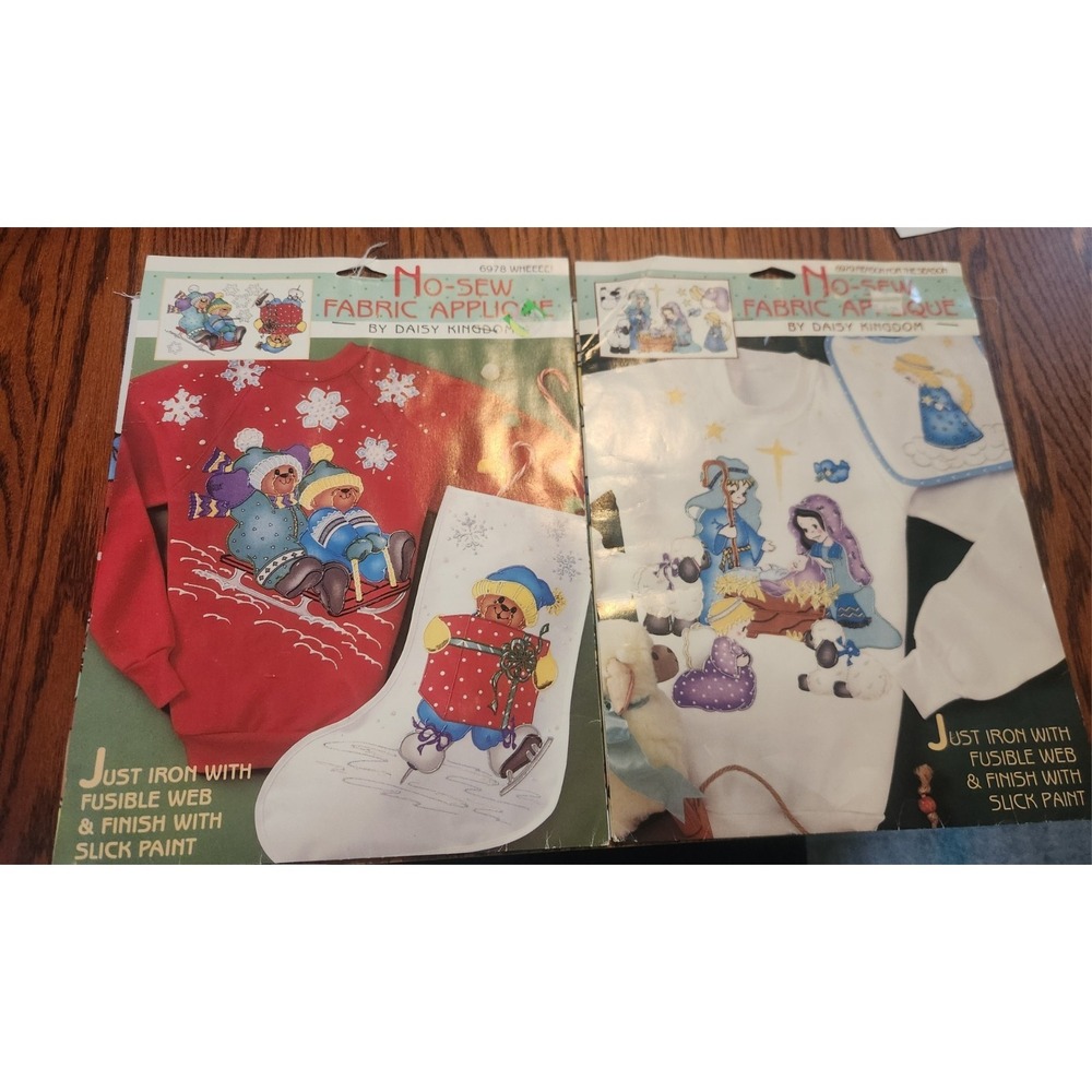 Daisy Kingdom No Sew Fabric Applique Christmas‎ Lot  LOf 2 VTG  90`s  NIP